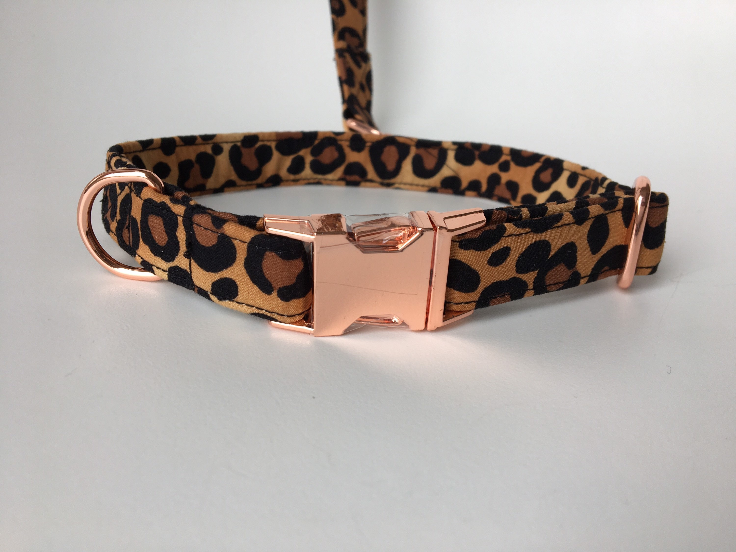 Animal print Dog Collar Rose Gold Dog Collar Leopard Print Etsy