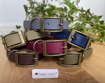Handmade Biothane Dog Collar – Waterproof Antique Brass Buckle