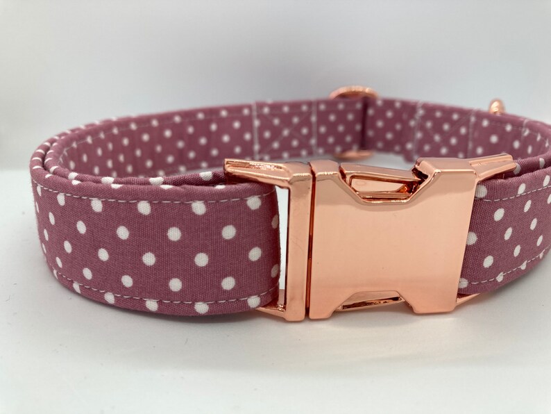 Rose Pink and White Polka Dot Dog Collar Rose Gold Dog Etsy UK