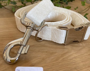Ivory Lace Dog Wedding Collar and Lead Set - Handmade