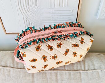 Quilted Boxy Bag with hand sewn ruffle detail