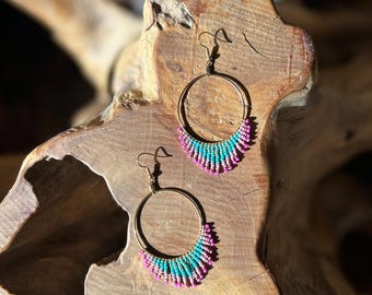 Hoop Beaded Tassle Earrings *Mermaid Edition*