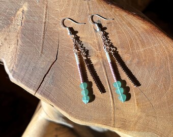 Jade heart Beaded Tassle Earings