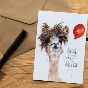 Birthday card with llama