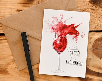 Postkarte Wein