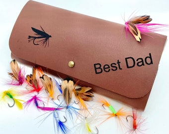 Leather Fly Fishing Wallet / Fly Wallet with fishing flies / Fishing Flies / Fishing Gifts for men / Fishing Gift / Fathers Day Gift / Trout