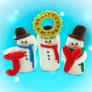 JOY Snowman Christmas Crochet Pattern - PDF Digital File Tutorial