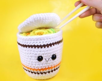 Cup of Ramen Noodles Amigurumi Asian Food Crochet Pattern - PDF Digital File Tutorial