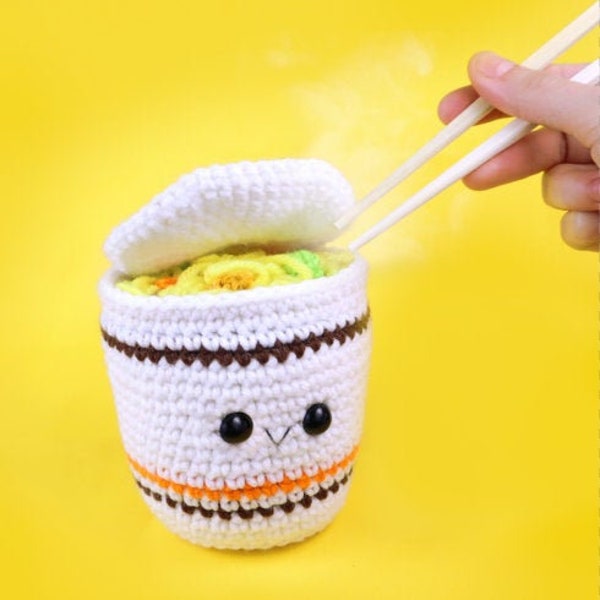 Cup of Ramen Noodles Amigurumi Asian Food Crochet Pattern - PDF Digital File Tutorial