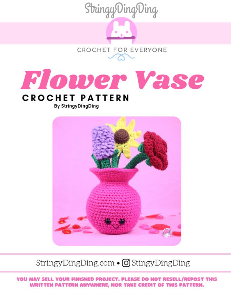 Flower Vase Amigurumi Crochet Pattern PDF Digital File Tutorial image 5