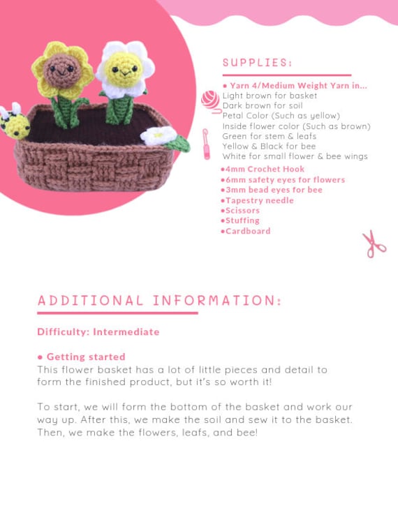 Basket of Flowers Amigurumi Plant Crochet Pattern PDF Digital File
