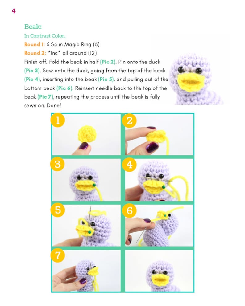 20 Minute Duck Amigurumi Crochet Pattern PDF Digital File Tutorial image 6