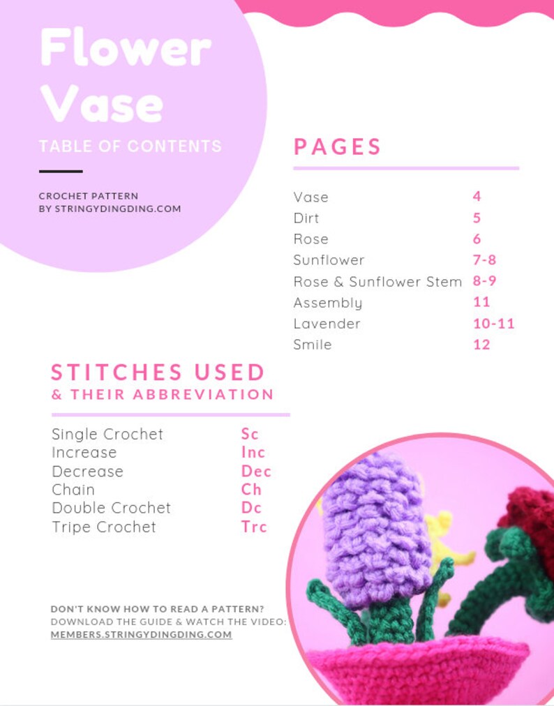 Flower Vase Amigurumi Crochet Pattern PDF Digital File Tutorial image 6