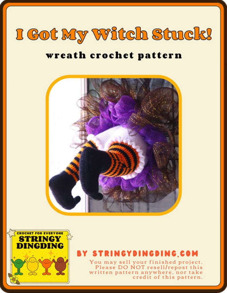 Witch Stuck in My Wreath Halloween Amigurumi Crochet Pattern PDF Digital File Tutorial image 2