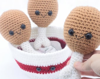 Fried Chicken Play Food Amigurumi Crochet Pattern - PDF Digital File Tutorial