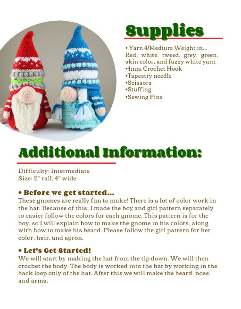 Gnome Gonk Amigurumi Christmas Crochet Pattern PDF Digital File Tutorial image 5