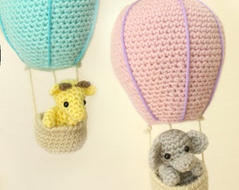 Animals in an Air Balloon Amigurumi Baby Nursery Crochet Pattern - PDF Digital File Tutorial