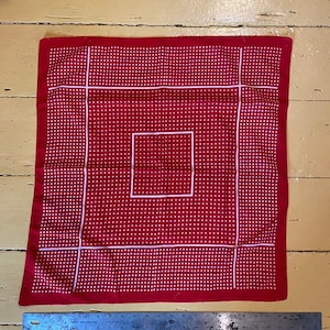 large vintage 1980's polka dot red and white bandana