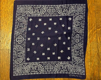 vintage 1960's indigo bandana with paisley borders