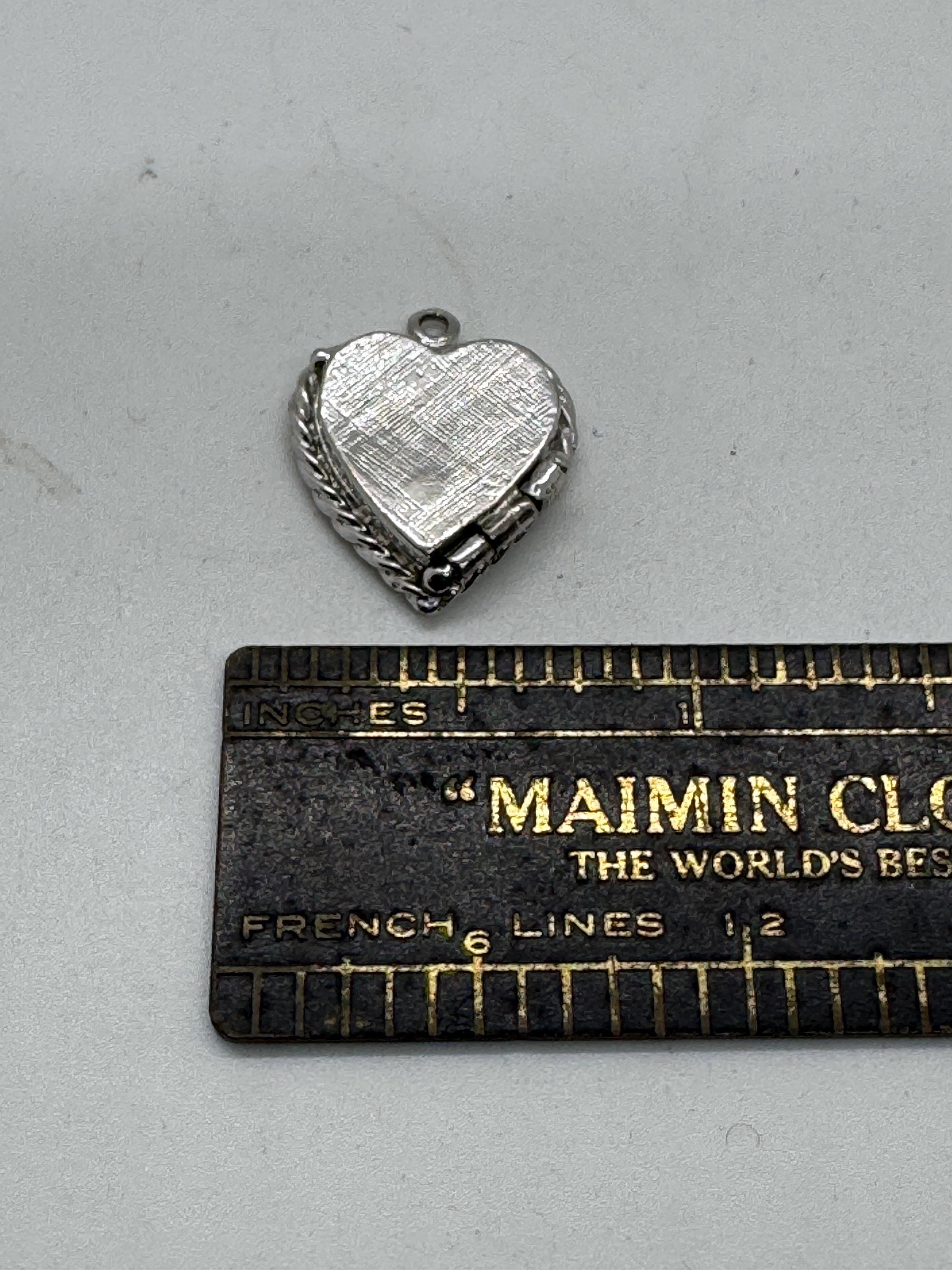 Pendentif Cœur En Argent Sterling 925 - Vintage Années 70, Neuf Avec étiquettes - Longueur 2.3 Cm