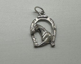 vintage 1970's sterling silver horse and horseshoe charm