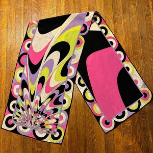 vintage 1970's long  silk crepe Emilio Pucci scarf with abstract design