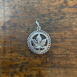 vintage 1980er Sterling Silber Ahorn Blatt Anhänger