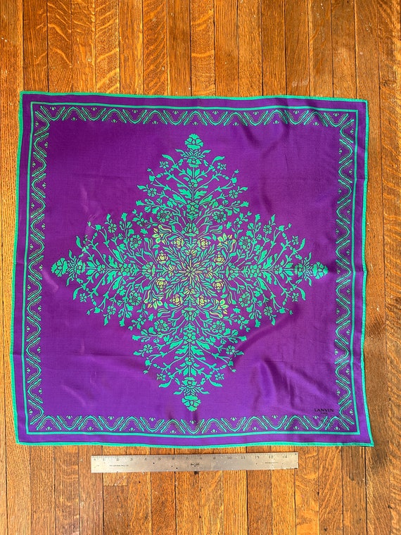 vintage 1990's  Lanvin paris silk scarf in purple 