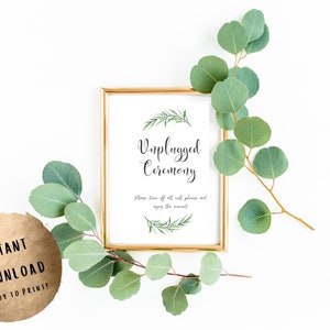 Unplugged Zeremonie - Hochzeit Zeichen druckbare
