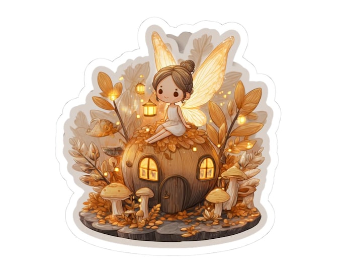 Whimsical Fairy Cottage Stickers, Autumn Decor, Nature Lovers, Kids Crafts, Laptop Accessories, Gift for Her