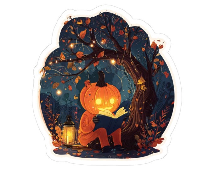 Enchanting Halloween Kiss-Cut Stickers, Pumpkin Decor, Autumn Aesthetic, Perfect for Journals, Laptops, Gifts, Fall Celebrations