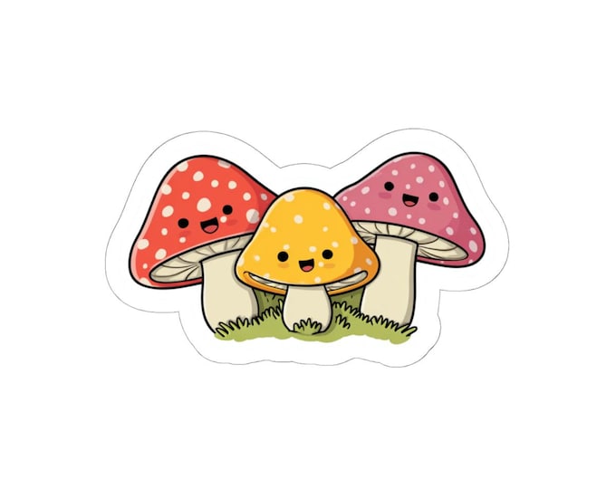 Cute Mushroom Kiss-Cut Stickers | Whimsical Decor for Laptops, Journals, Gifts, Kids' Parties, Nature Lovers