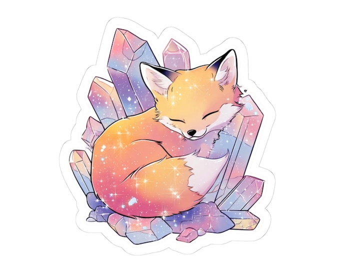 Colorful Fox Crystal Kiss-Cut Stickers, Cute Animal Stickers for Laptops, Water Bottles, Journals, Gifts, Crafting Supplies
