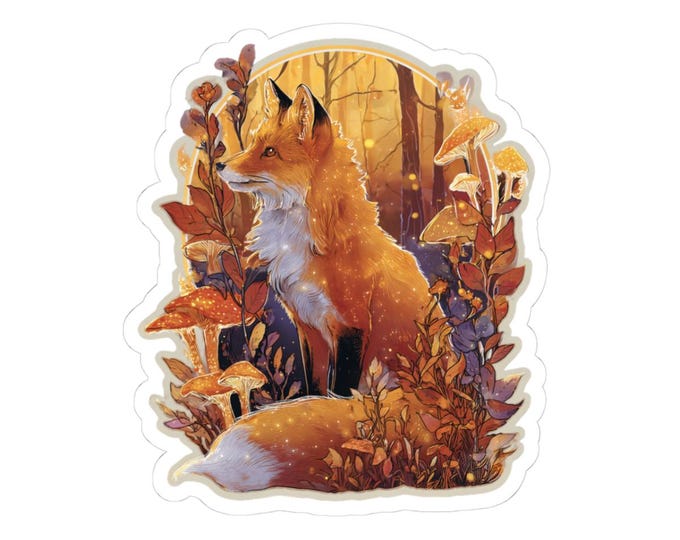 Autumn Fox Kiss-Cut Stickers, Nature Aesthetic Stickers for Laptops, Journals, Scrapbooking, Fall Decor
