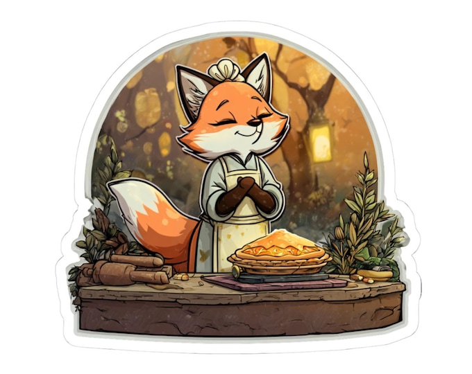 Charming Fox Kiss-Cut Stickers, Cute Animal Decor, Laptop Stickers, Gifts for Nature Lovers, Kitchen Decor, Whimsical Art