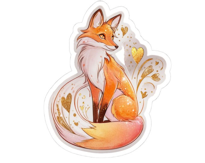 Charming Fox Kiss-Cut Stickers | Cute Animal Decor, Laptop Stickers, Gift Idea, Journal Accessories, Aesthetic Art