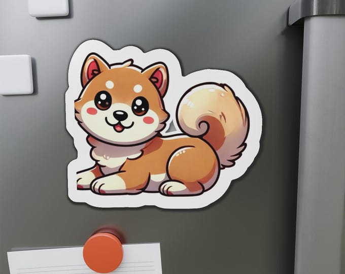 Adorable Shiba Inu Die-Cut Magnet, Cute Dog Decor, Pet Lover Gift, Refrigerator Magnet, Fun Home Accent