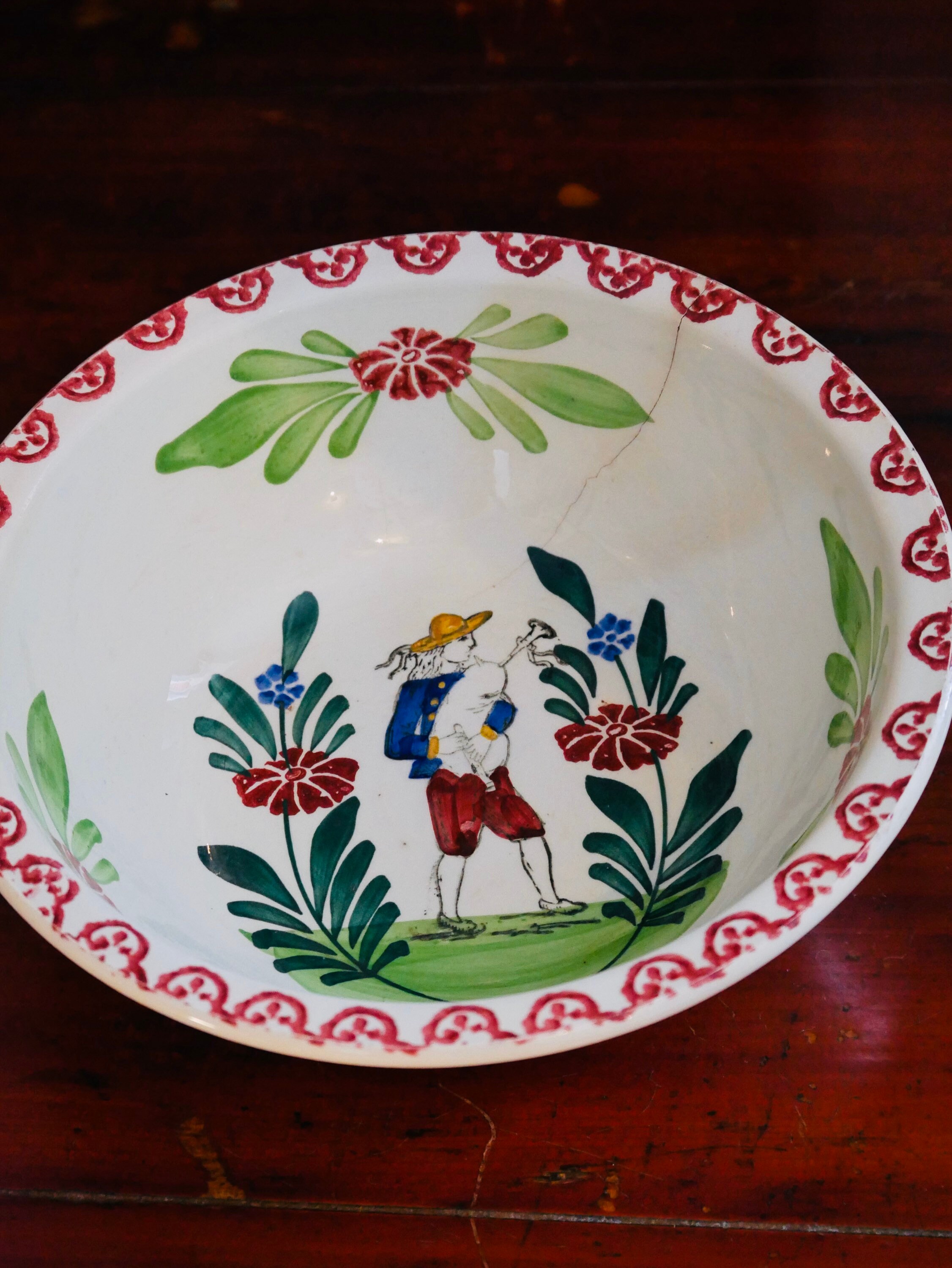 Saladier en Céramique de St Amand Made in France Ceranord Motif Musicien et Floral