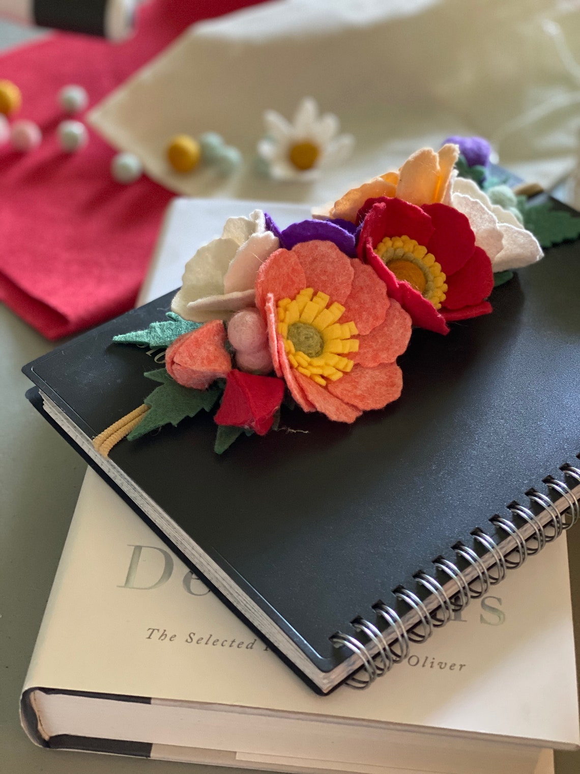 Floral Felt Bookmark Band Felt Flowers Flower Crown Felt Etsy