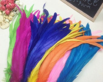 Long Rooster Tail Feathers Many Colour Fly Craft Hat Arts Decorations Wedding UK B Grade Feathers 25cm - 35cm