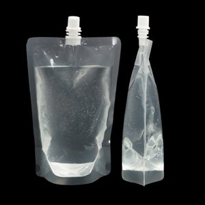 Plain Stand Up Reusable 500ml Plastic Drink Bottle Design Your Own Pouch Bag Booze Water Travel Festival Choose From 1 - 20 Bottles