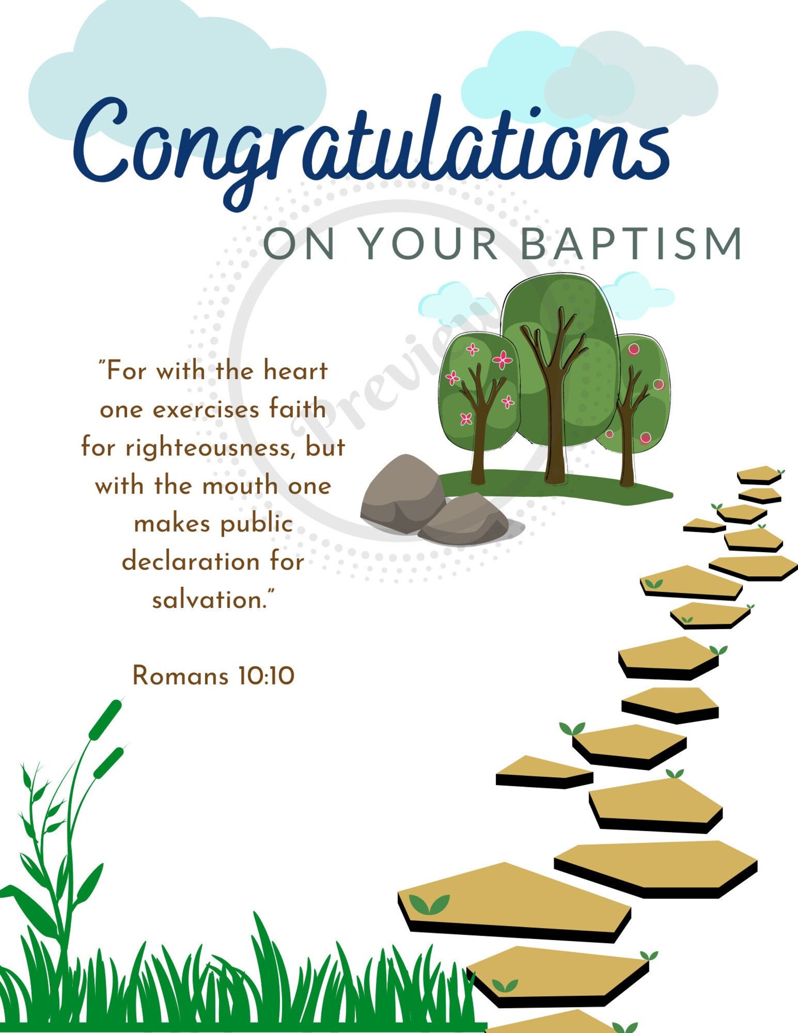 Congratulations On Your Baptism 5 X 7 Card JW Download Etsy