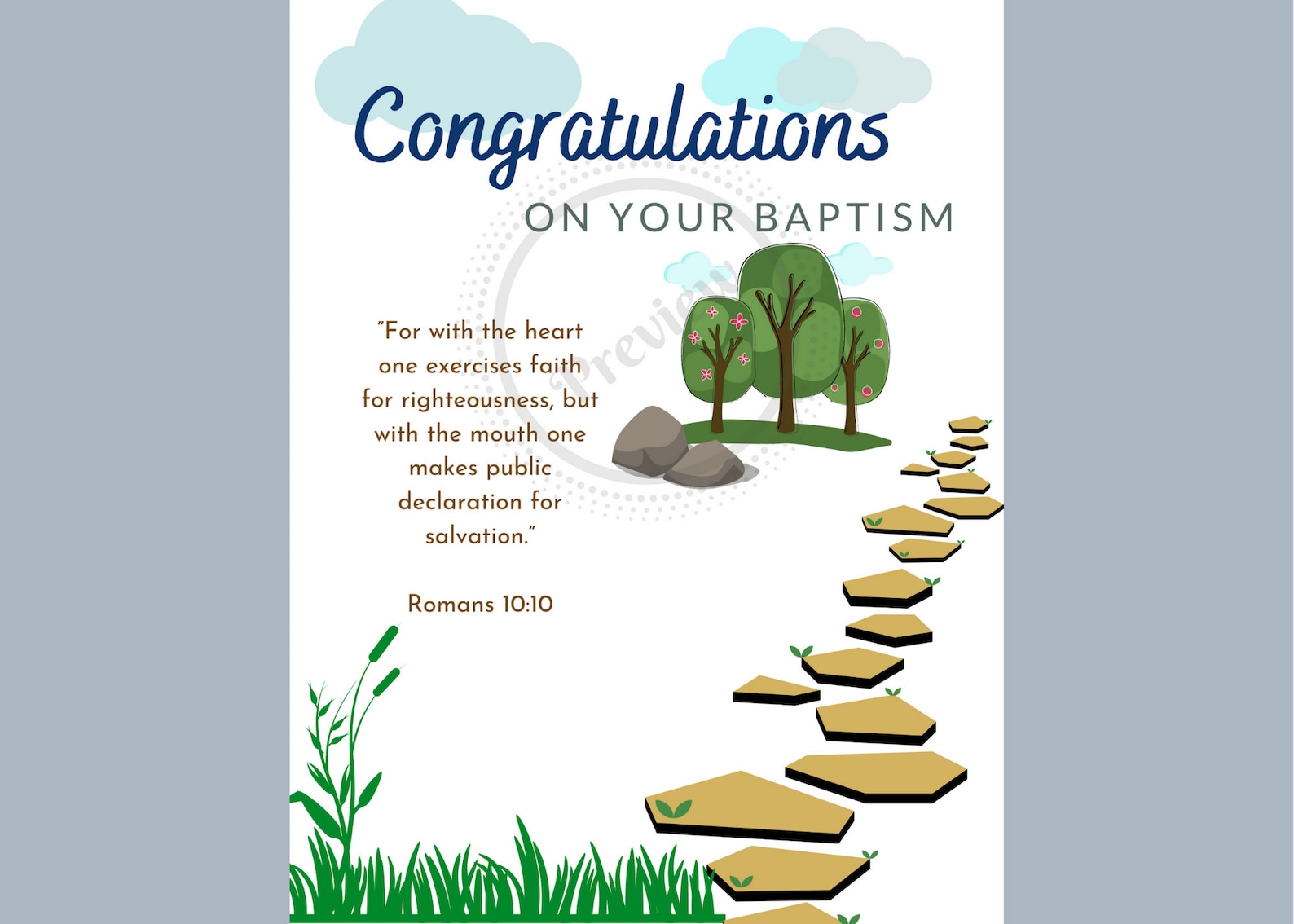 Congratulations on Your Baptism 5 X 7 Card JW Download & Etsy UK