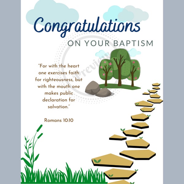 Congratulations on your baptism 5 x 7 Card - JW - Download & Print