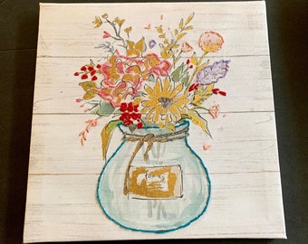 花瓶の花々 刺繍アート 壁掛けインテリア 刺繍入り花瓶 壁掛け - Etsy 日本