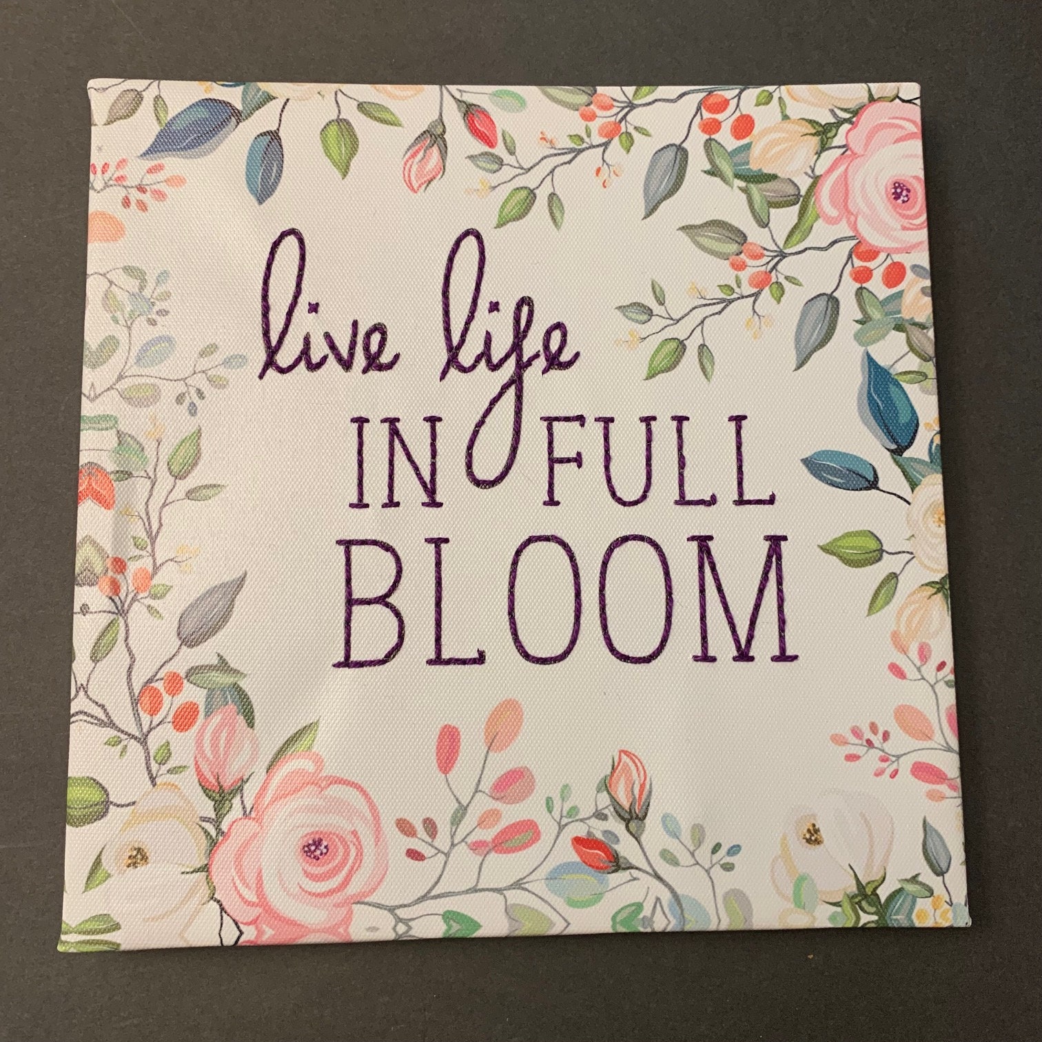 Live Life in Full Bloom Canvas Embroidery - Etsy