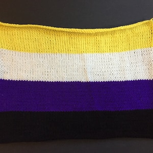 Knitted Nonbinary Pride Flag (Pet-Sized Blanket)