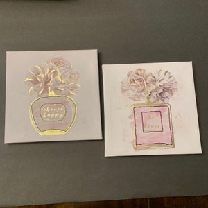 Floral Perfume Canvas Embroidery (Set of 2)