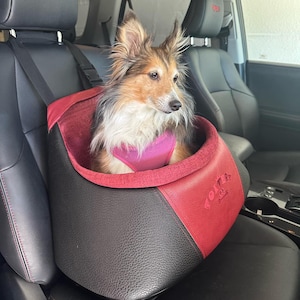 Reisetasche aus Leder für kleinere Hunde bis 10kg, Für Sheltie Welpen und andere Rassen, Sitze mit Befestigung innen und höhenverstellbarem Gurt