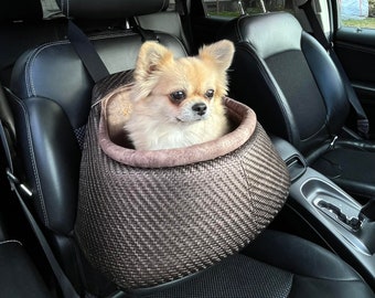 Siège de voiture pour petit chien ou chat - Console centrale - Accoudoir -  Siège de voiture de sécurité pour animal domestique - Convient à la plupart